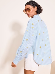 Lipsy Blue & Yellow Lemon Embroidered Striped Shirt - Image 2 of 5