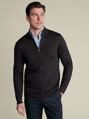 Suéter con cremallera en el cuello de merino de Charles Tyrwhitt - Imagen 1 de 5