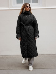 Black Long Quilted Jacket - Image 3 of 10