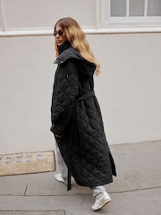 Black Long Quilted Jacket - Image 5 of 10