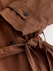 Tan Brown Shower Resistant Funnel Neck Trench Coat - Image 10 of 10