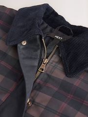 Brown/Navy Check Cord Collar Heritage Trench Coat - Image 8 of 10