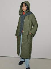 Verde oliva - Chaqueta larga acolchada Impermeable - Imagen 2 de 8