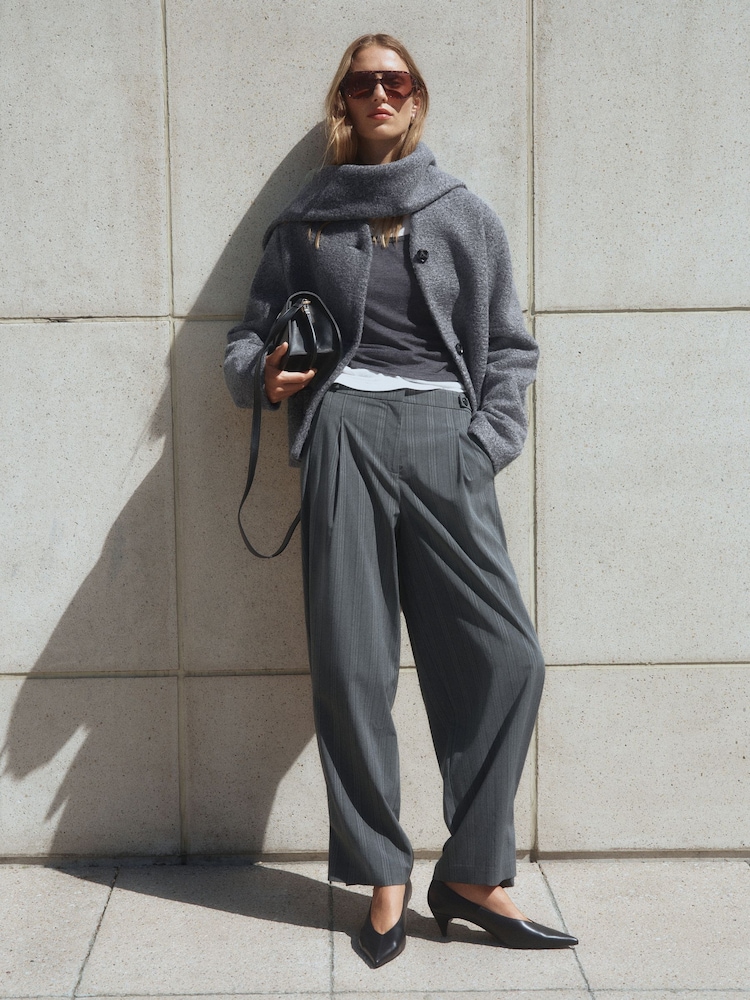Grey Short Coatigan Scarf Jacket - Image 2 of 10