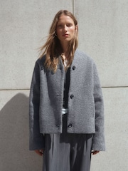 Grey Short Coatigan Scarf Jacket - Image 3 of 10