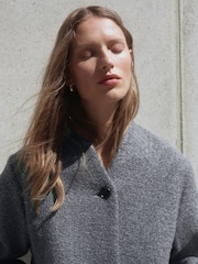 Grey Short Coatigan Scarf Jacket - Image 5 of 10