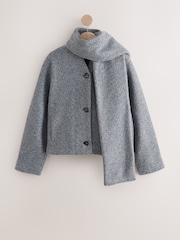 Grey Short Coatigan Scarf Jacket - Image 7 of 10