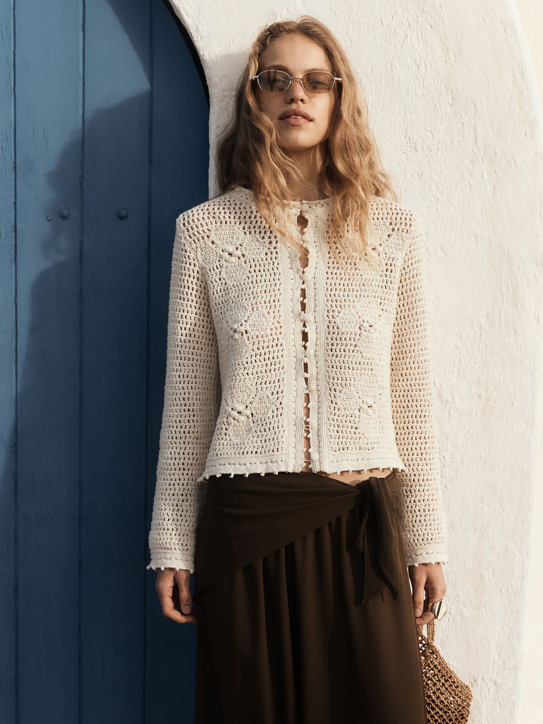 Buy BHOEM Ecru Crochet Buttoned Cardigan from Next USA