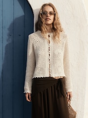 BHOEM Ecru Crochet Buttoned Cardigan - Image 1 of 5
