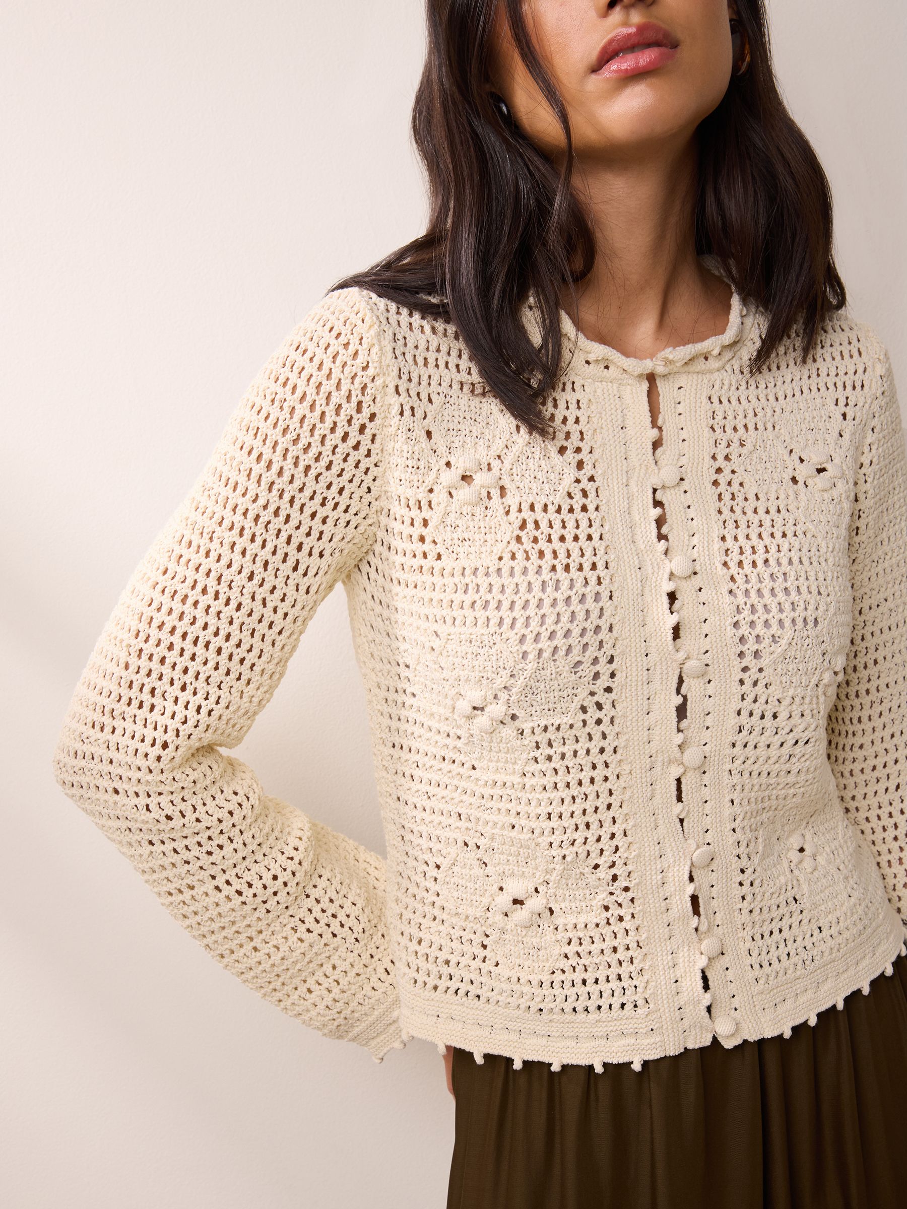 Buy BHOEM Ecru Crochet Buttoned Cardigan from Next USA