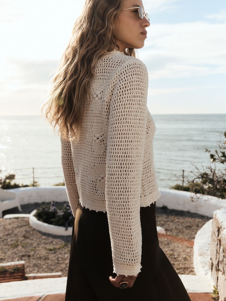 BHOEM Ecru Crochet Buttoned Cardigan - Image 2 of 5