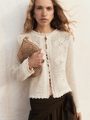 BHOEM Ecru Crochet Buttoned Cardigan - Image 3 of 5