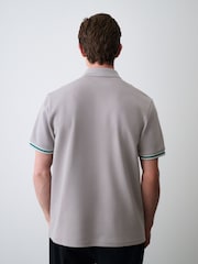 Grey Embossed Motionflex Tipped Polo Shirt - Image 4 of 8