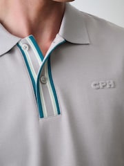 Grey Embossed Motionflex Tipped Polo Shirt - Image 5 of 8