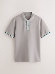 Grey Embossed Motionflex Tipped Polo Shirt - Image 6 of 8