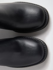 Lipsy Black Faux Leather & Suede Buckle Knee High Block Heeled Boots - Image 6 of 7