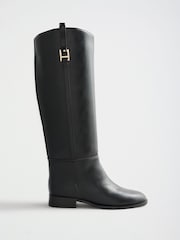 Lipsy Black Low Heel Slim Knee High Riding Boots - Image 1 of 6