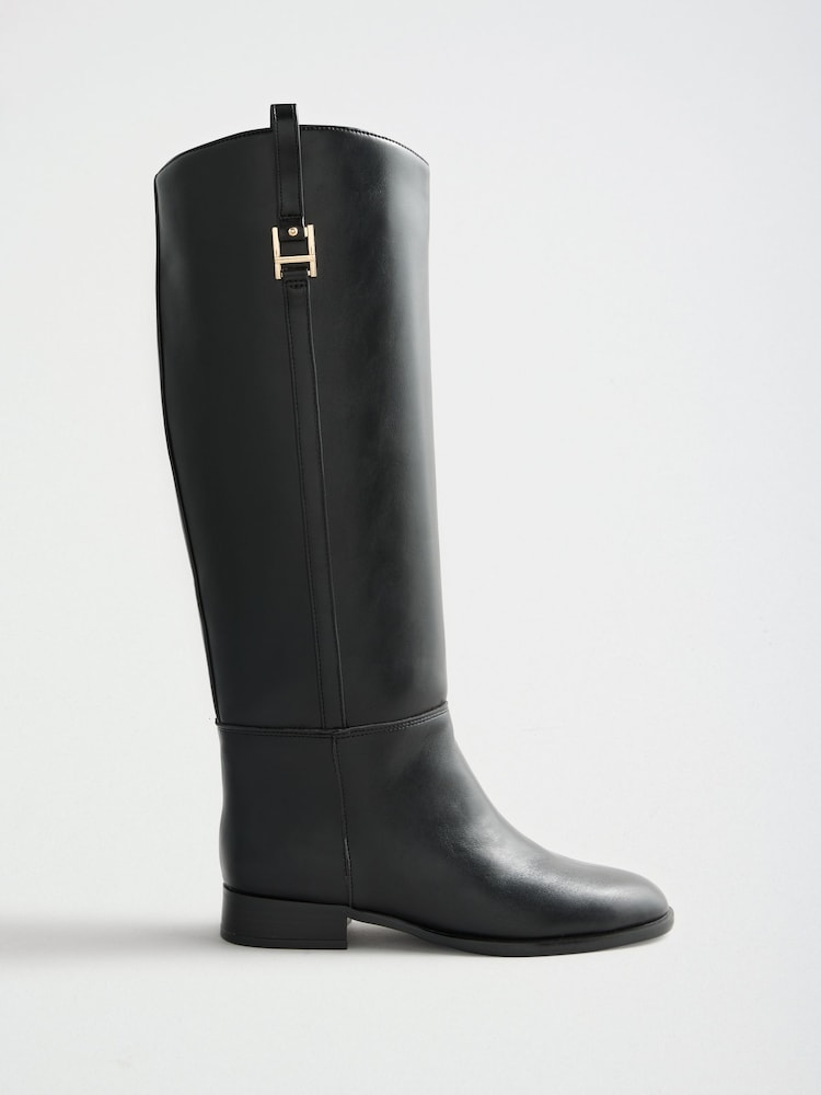 Lipsy Black Low Heel Slim Knee High Riding Boots - Image 1 of 6