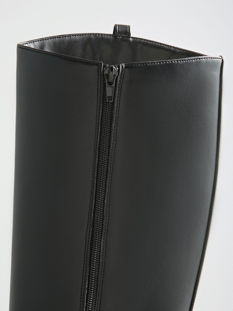 Lipsy Black Low Heel Slim Knee High Riding Boots - Image 6 of 6