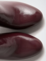 Lipsy Burgundy Red Faux Leather Knee High Heeled Buckle Trim Boots - Image 6 of 7