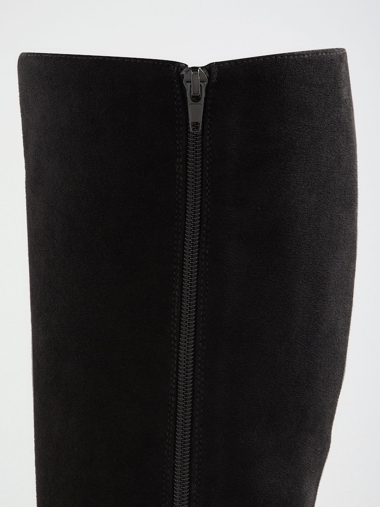 Lipsy Black Wide Fit Faux Suede Mid Block Heel Smart Knee High Long Boots - Image 7 of 7 Lipsy Black Wide Fit Faux Suede Mid Block Heel Smart Knee High Long Boots - Image 7 of 7