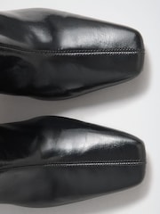 Lipsy Black Faux Leather Square Toe High Heel Long Knee High Boots - Image 5 of 6
