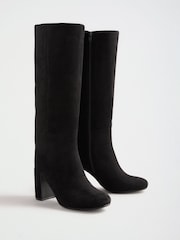 Schwarz - Lipsy Faux Suede Mid Block Heel Smart Knee High Long Boots - Bild 4 von 7