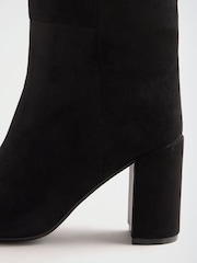 Schwarz - Lipsy Faux Suede Mid Block Heel Smart Knee High Long Boots - Bild 6 von 7