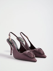 버건디 레드 - Lipsy Wide Fit Satin Finish Corsage High Stiletto Heel Slingback Court Shoes - 6의 이미지 1
