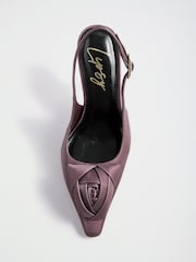 버건디 레드 - Lipsy Wide Fit Satin Finish Corsage High Stiletto Heel Slingback Court Shoes - 6의 이미지 5