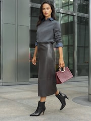 Lipsy Faux Patent Leather Cone Heel Ankle Boots - Εικόνα 2 από 7
