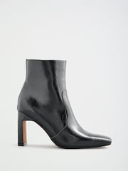 Lipsy Black Faux Leather Square Toe High Heel Ankle Boots - Image 1 of 5