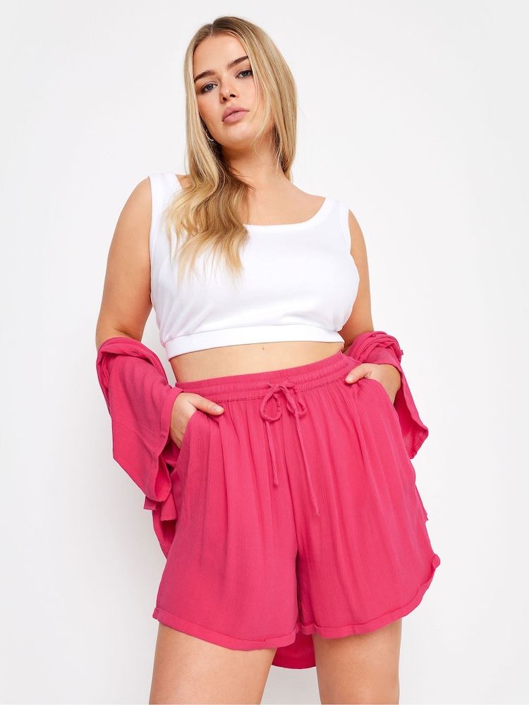 Yours Curve Pink LIMITED COLLECTION Curve Black Zebra Print Crinkle Shorts - Image 1 of 5