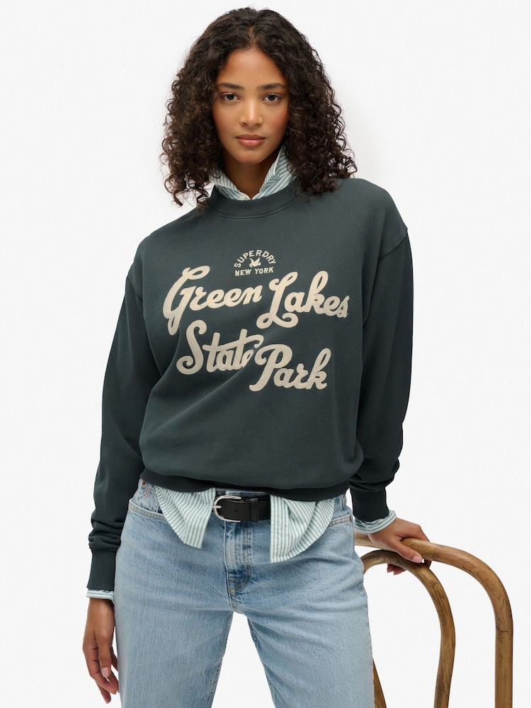 Superdry Green Lo-fi Outdoor Loose Sweatshirt - Image 2 of 8 Superdry Green Lo-fi Outdoor Loose Sweatshirt - Image 2 of 8