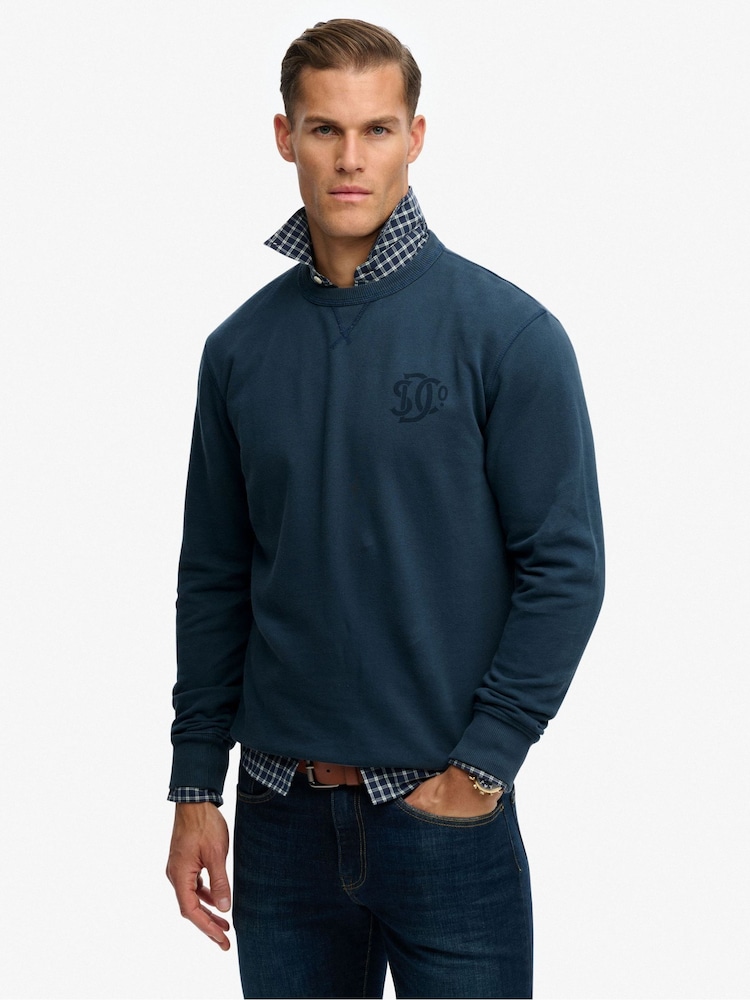 Superdry Blue The Merchant Store Graphic Sweatshirt - Image 1 of 6 Superdry Blue The Merchant Store Graphic Sweatshirt - Image 1 of 6
