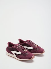 Lipsy Burgundy Red Side Stripe Lace Up Casual Jogger Trainers - Image 2 of 5