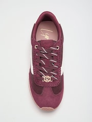 Lipsy Burgundy Red Side Stripe Lace Up Casual Jogger Trainers - Image 3 of 5