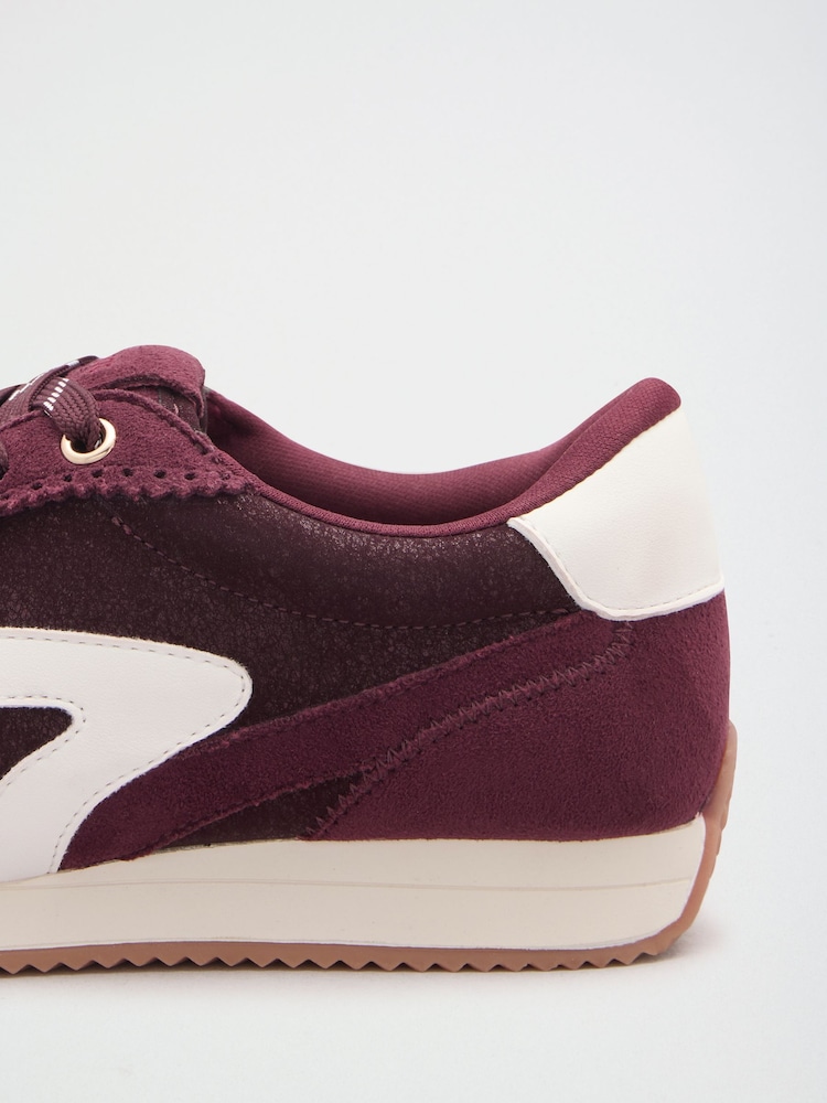 Lipsy Burgundy Red Side Stripe Lace Up Casual Jogger Trainers - Image 5 of 5 Lipsy Burgundy Red Side Stripe Lace Up Casual Jogger Trainers - Image 5 of 5