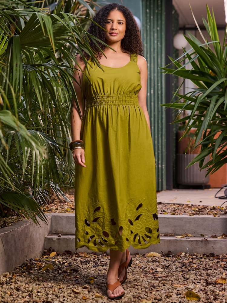 Live Unlimited Green Embroidered Cut- out Midi Dress - Image 1 of 7