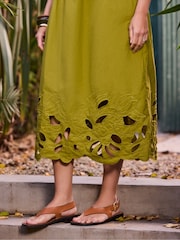 Live Unlimited Green Embroidered Cut- out Midi Dress - Image 7 of 7