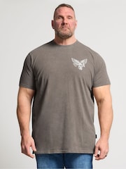 BadRhino Big & Tall Brown Falcon Longline Acid Wash Eagle T-Shirt - Image 1 of 4