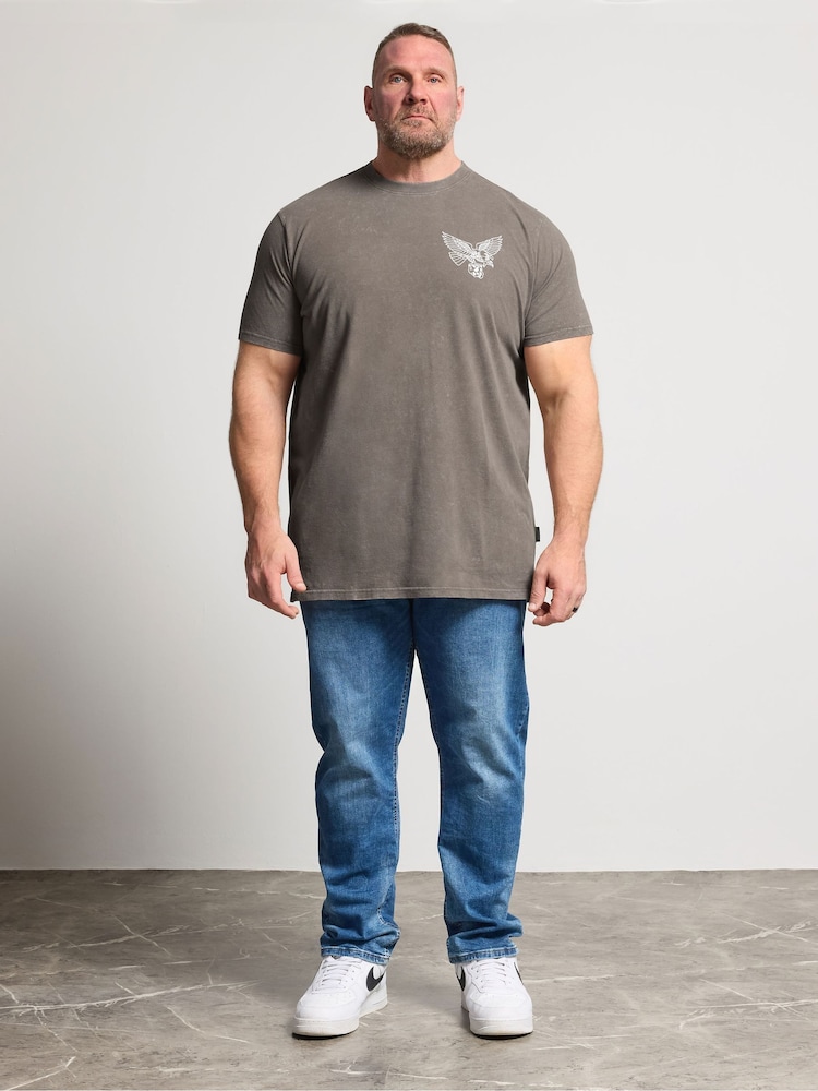 BadRhino Big & Tall Brown Falcon Longline Acid Wash Eagle T-Shirt - Image 2 of 4