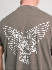 BadRhino Big & Tall Brown Falcon Longline Acid Wash Eagle T-Shirt - Image 4 of 4