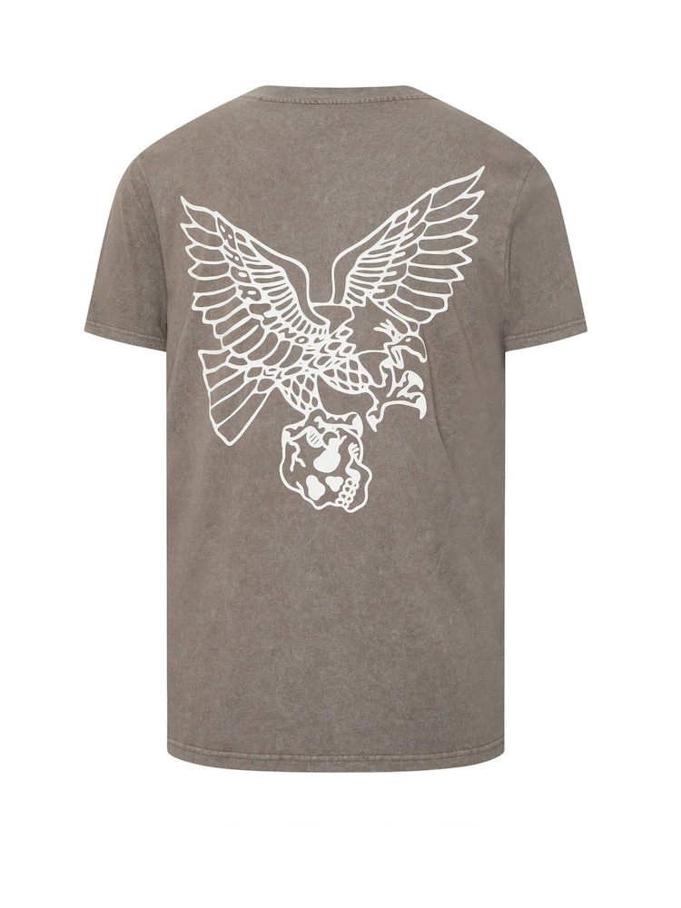 BadRhino Big & Tall Brown Falcon Acid Wash Eagle T-Shirt - Image 3 of 3 BadRhino Big & Tall Brown Falcon Acid Wash Eagle T-Shirt - Image 3 of 3
