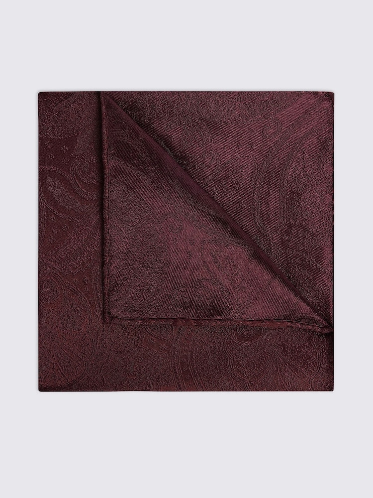 MOSS Burgundy Wedding Paisley Pocket Square - Image 1 of 4