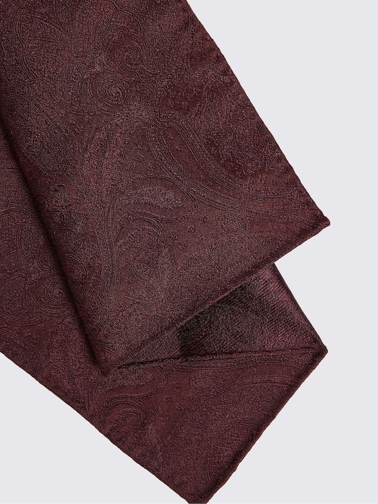 MOSS Burgundy Wedding Paisley Pocket Square - Image 2 of 4