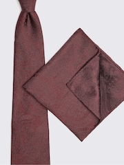 MOSS Burgundy Wedding Paisley Pocket Square - Image 3 of 4