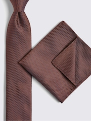 MOSS Red Textured Tie - Image 3 of 3