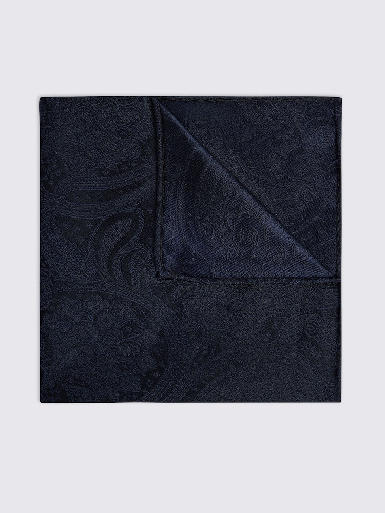 MOSS Navy Wedding Paisley Pocket Square - Image 1 of 2