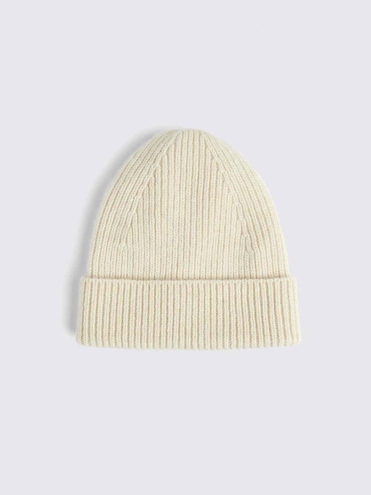 MOSS White Cashmere Blend Ribbed Beanie - Image 1 of 2